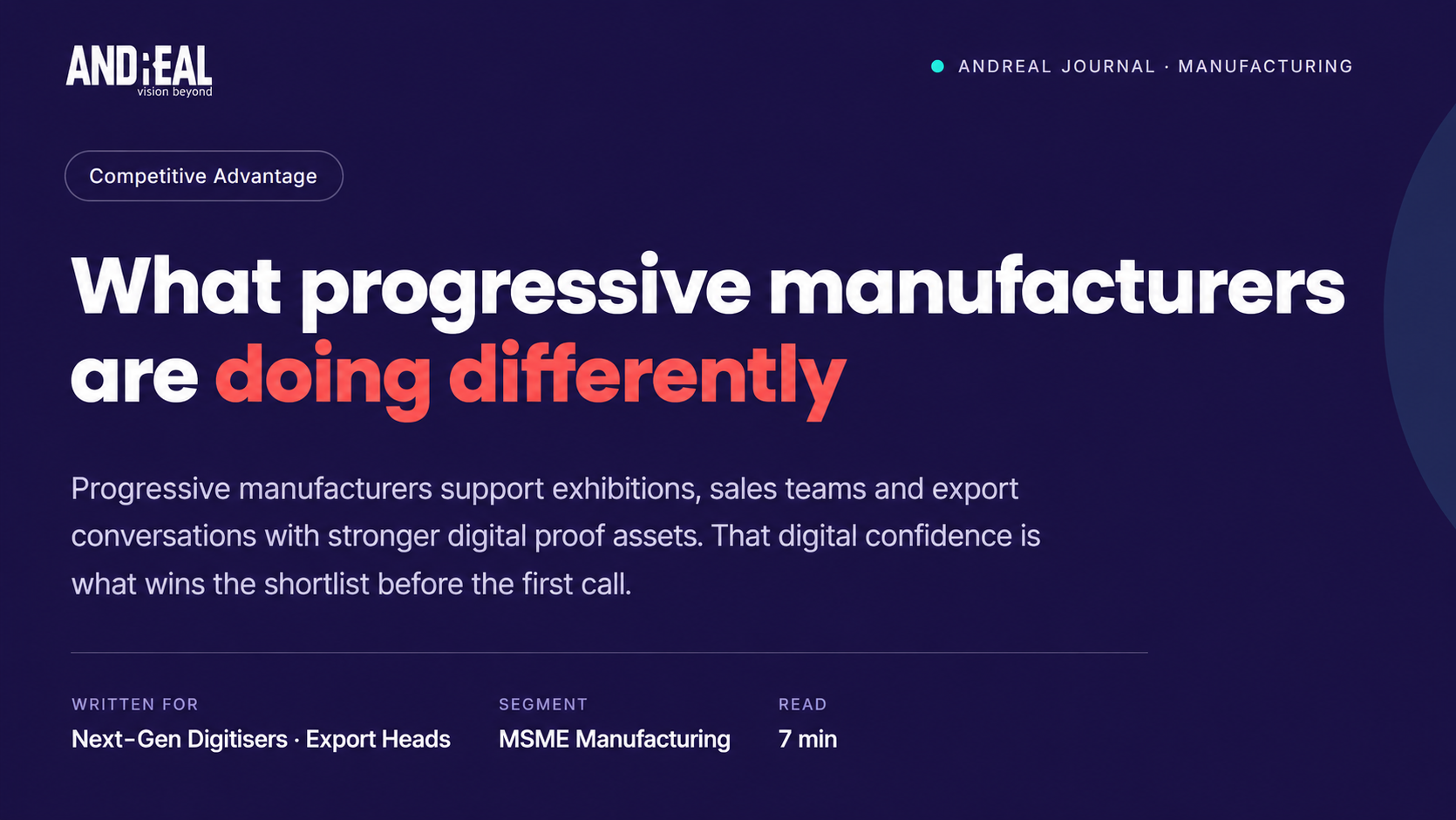 What progressive manufacturers are doing differently
