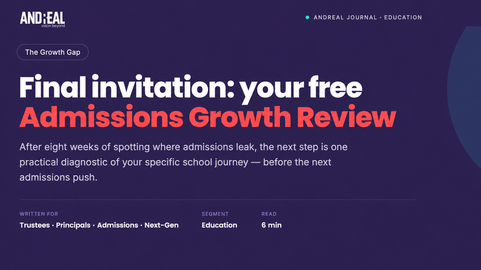 Final invitation: your free Admissions Growth Review