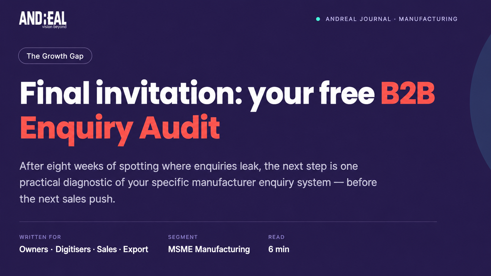 Final invitation: your free B2B Enquiry Audit