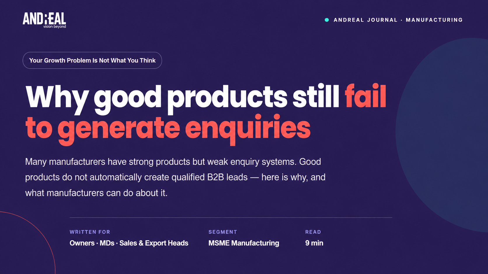 Why good products still fail to generate enquiries